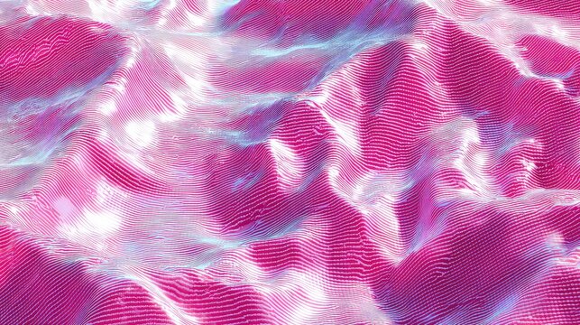 Abstract digital waves creating iridescent pink and blue texture