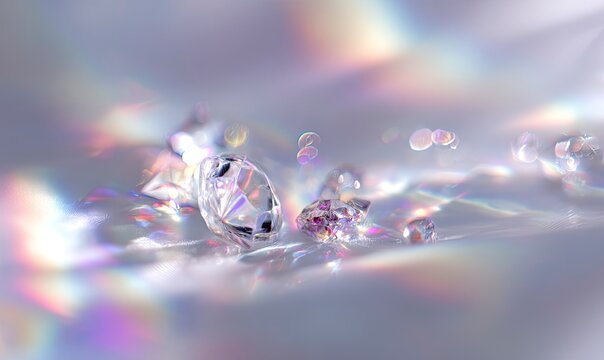 Brilliant Gems on Iridescent Surface