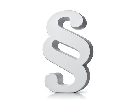 Three-dimensional rendering of a white, stylized paragraph symbol
