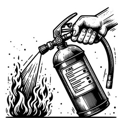 Fire extinguisher black vector icon with transparent background