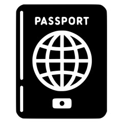 Passport black vector icon with transparent background 