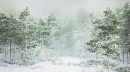 雪の積もった森