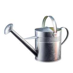 Galvanized metal watering can with transparent background