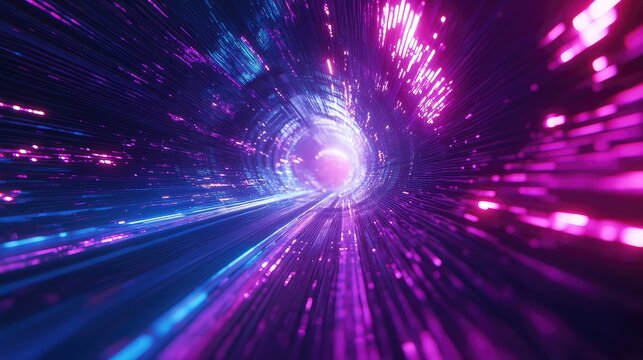 Abstract speed tunnel with glowing light trails