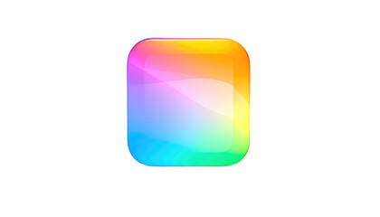 A smooth, rounded-rectangle shape fills with a gradient of vibrant colors, set against a stark black background