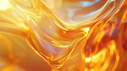 Golden liquid waves flowing abstract textured background