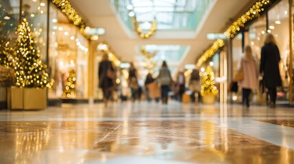 people walking in a decorated shopping mall at christmas