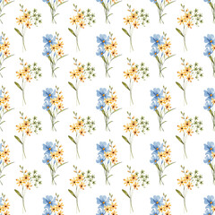 Seamless pattern, flower background with watercolor bouquets. Repeat fabric wallpaper print texture. Perfectly for backdrop, wrapped paper.