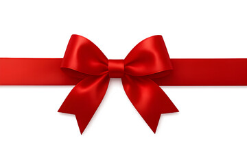 Decorative Red Ribbon Bow Isolated on White Background