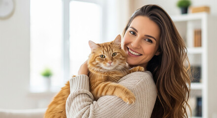 young woman with cat