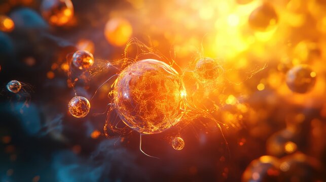 Glowing abstract cellular structure generating energy and connection