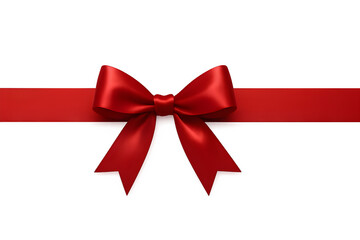 Beautiful Red Ribbon Bow Decoration Isolated on White Background
