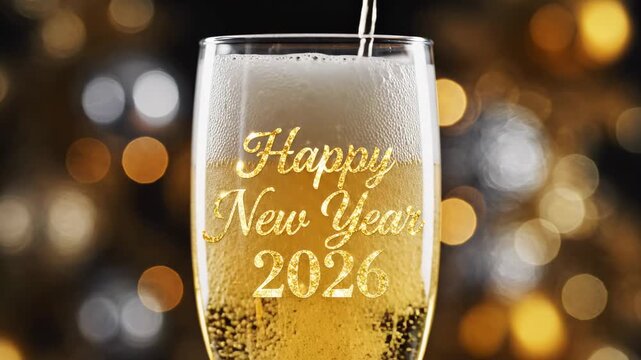 Celebrating New Year 2026 with Sparkling Champagne Toast.