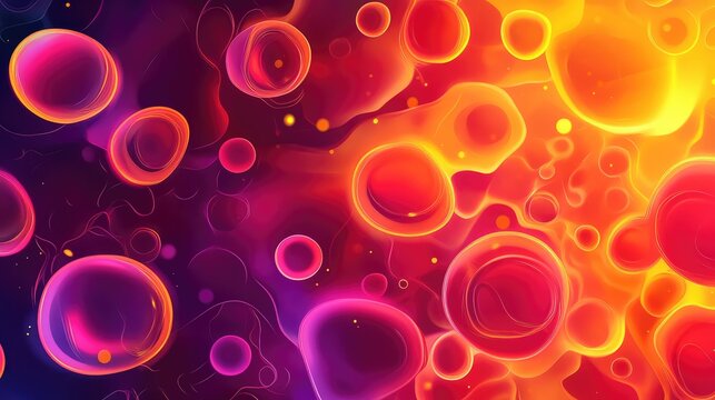 Abstract cellular liquid forming vibrant psychedelic bubbles