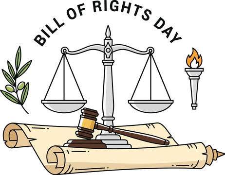 Bill of Rights Day with Scales and Gavel