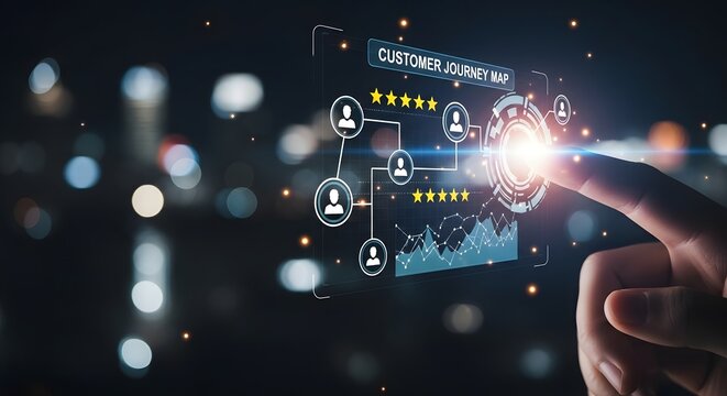 Hand touching glowing network of people icons and data on futuristic digital screen