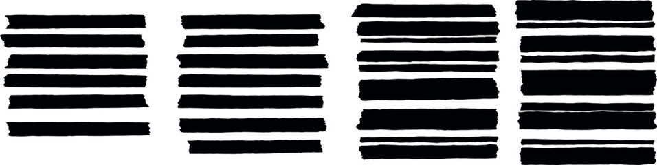 Collection of distressed black rectangular brush stroke elements