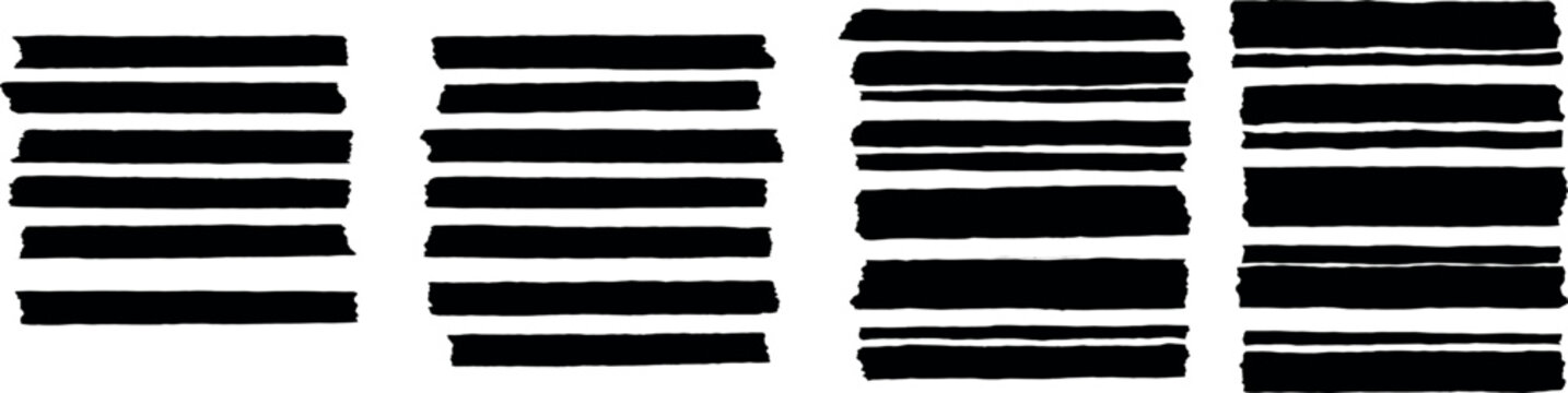 Collection of distressed black rectangular brush stroke elements