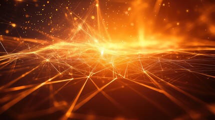 Abstract glowing network connecting digital data points