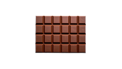 Square milk chocolate bar with rectangular segments against black