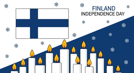 Finland Independence Day celebration with glowing candles and snowflakes, perfect for festive greetings and patriotic designs, show your love for Finnish culture and heritage
