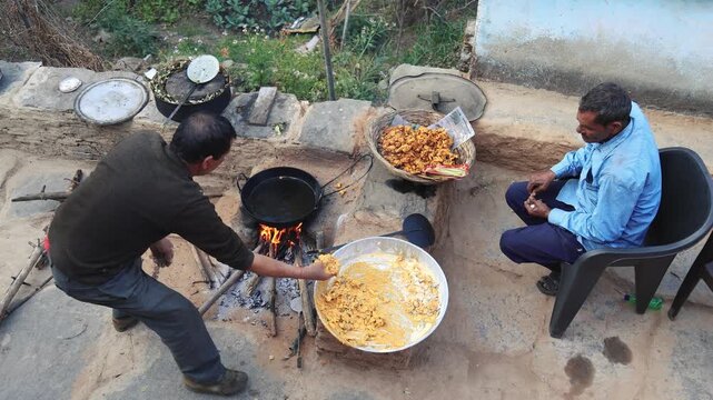 Preparing traditional marriage food in a Uttarakhand village with local flavors and community spirit