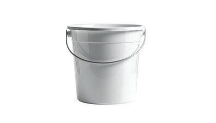 Glossy white bucket with metal handle, isolated