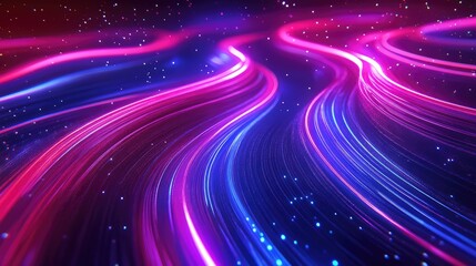 Abstract data stream visualization forming dynamic light trails