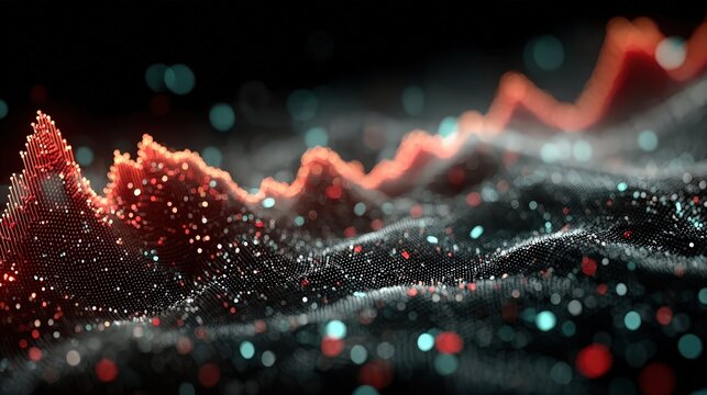 Digital Data Mountain Range: Abstract Tech Landscape