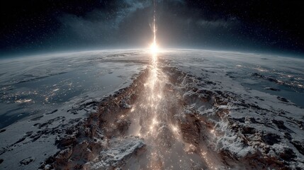 Cataclysmic Event: Light Emanating from a Crack in the Earth