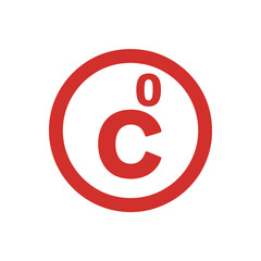 Red Celsius symbol vector illustration a minimalist flat design element isolated on white background for weather forecasts and temperature readings
