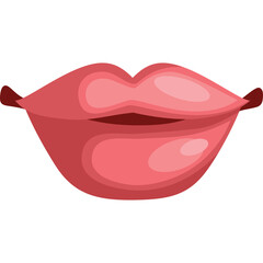 Close Up Of Pink Lips With A Subtle Smile And Glossy Texture On A Transparent Background Detailed Vector Illustration