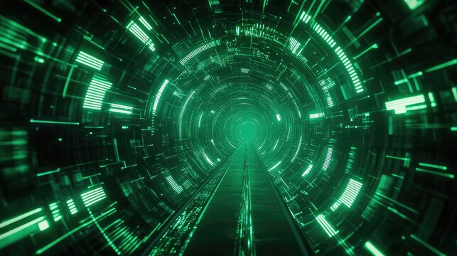 Digital tunnel connecting data in a futuristic cyberspace