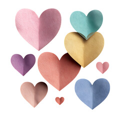 Pastel Colored Paper Hearts Arranged Representing Love and Affection with Artistic Design and Valentine Day Celebration