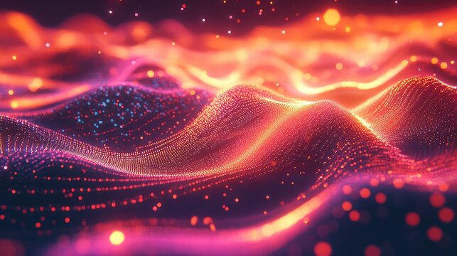 Digital data flowing with abstract particle wave technology