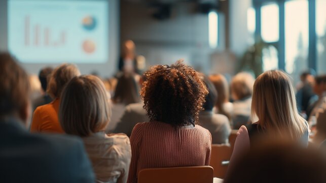 audience listens to a presentation at a business conference