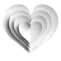 Elegant White Heart Layers Symbol of Love and Affection Minimalist Design for Valentines Day Card