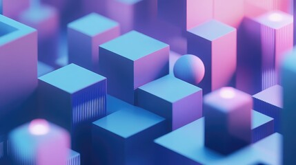 Fototapeta premium Abstract geometric city structure forming a vibrant digital landscape