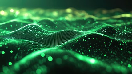 Green digital wave displaying data network connection