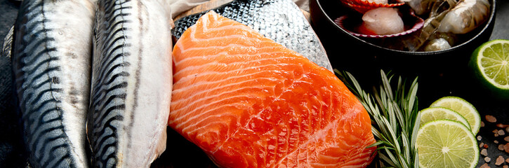 Assorted seafood. Mediterannean food concept.