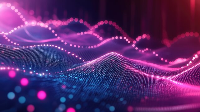 Abstract data visualization with glowing dots network