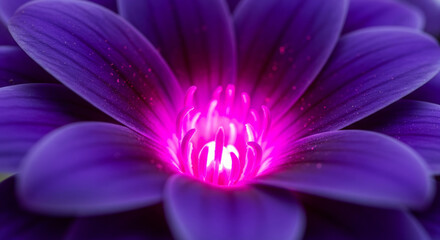 purple flower, macro petal, glowing center, vibrant colors, closeup nature, floral macro, dramatic contrast, botanical detail, shallow focus, vivid texture, natural beauty, bright petals, flower cente