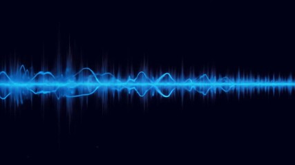 A blue sound wave visualization against a dark background.