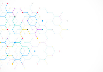 Genetic engineering and molecular structure, hexagon DNA network, science chemical and biotechnology concept, innovation technology, healthcare, and medicine design