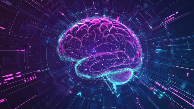 Artificial intelligence brain creating digital network connections - Powered by Adobe