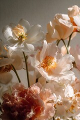 Ethereal Peonies - Soft Light on Delicate Floral Arrangement.