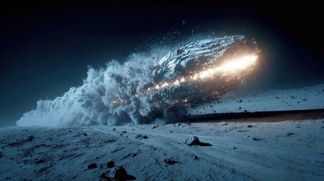 Space Debris Collision: Asteroid Impacting a Celestial Body, Destructive Force