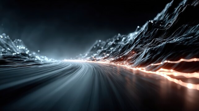Glowing Data Highway: Futuristic Network, Technology and Connection