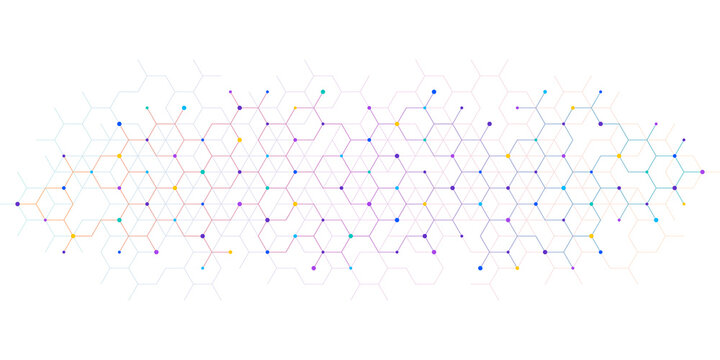 Genetic engineering and molecular structure, hexagon DNA network, science chemical and biotechnology concept, innovation technology, healthcare, and medicine design