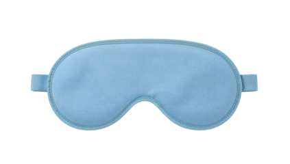 Light blue sleep mask for eye comfort, travel, relaxation, meditation, night rest, and stress relief on the transparent background